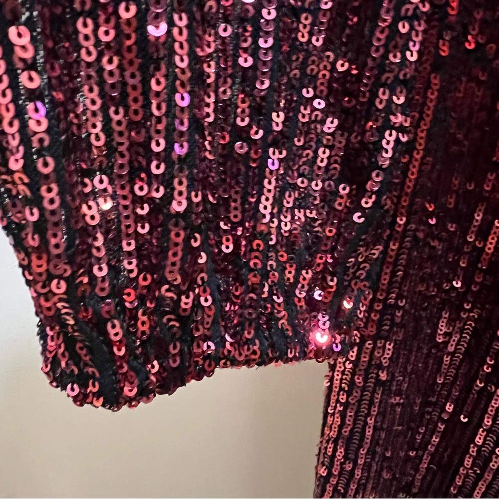 Premier Amour wrap sequins dress ombre gold red (burgandy) holiday party 16 NWT - Picture 5 of 11